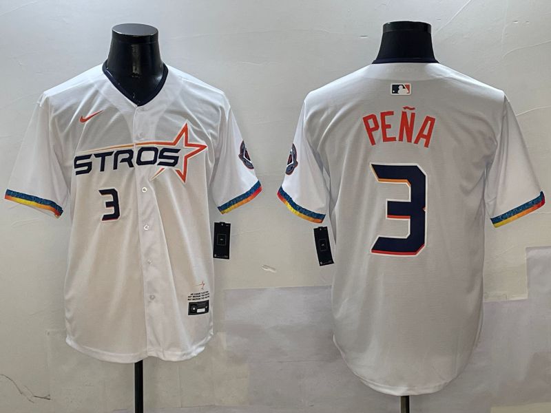 Men Houston Astros #3 Pena White Fourth generation Joint Name 2025 Nike MLB Jersey style 8->houston astros->MLB Jersey